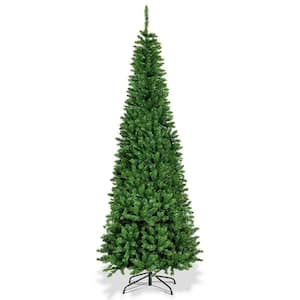 7.5 ft. Green Pre-Lit LED Pencil Artificial Christmas Tree with 350 Multi-Color lights and Metal Stand