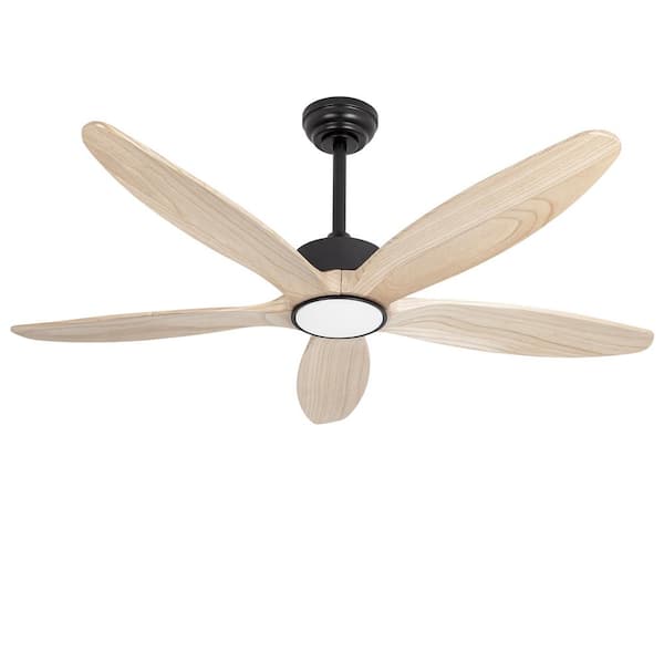 raccroc 52 in. LED Indoor/Outdoor Black Mahogany Fan Blade with Remote Reversible Motor Ceiling Fan