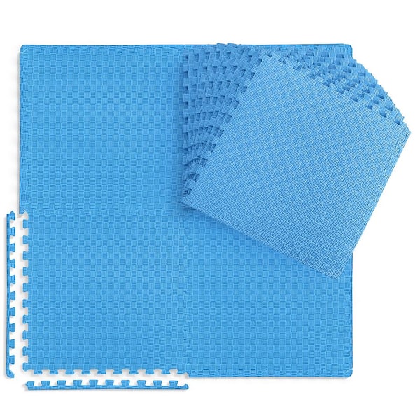 Blue 24 in. W x 24 in. L x 0.5 in. T EVA Foam Tatami Pattern Gym Flooring Mat (18 Tiles/Pack) (72 sq. ft.)
