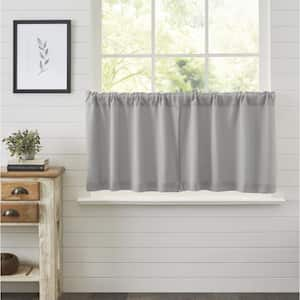 Burlap 36 in. W x 24 in. L Light Filtering Rod Pocket Tier Window Panel in Dove Grey Pair