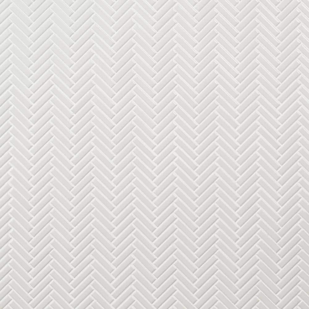 White Herringbone 11x11 Glossy Porcelain Mosaic Tile