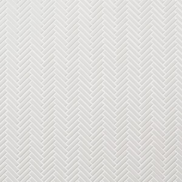Motif Herringbone White 11.14 in. x 11.14 in. Glossy Porcelain Mosaic Floor and Wall Tile (0.86 sq. ft./each)