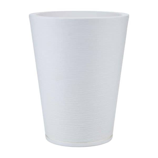 Genebra Medium White Plastic Resin Indoor and Outdoor Planter Bowl