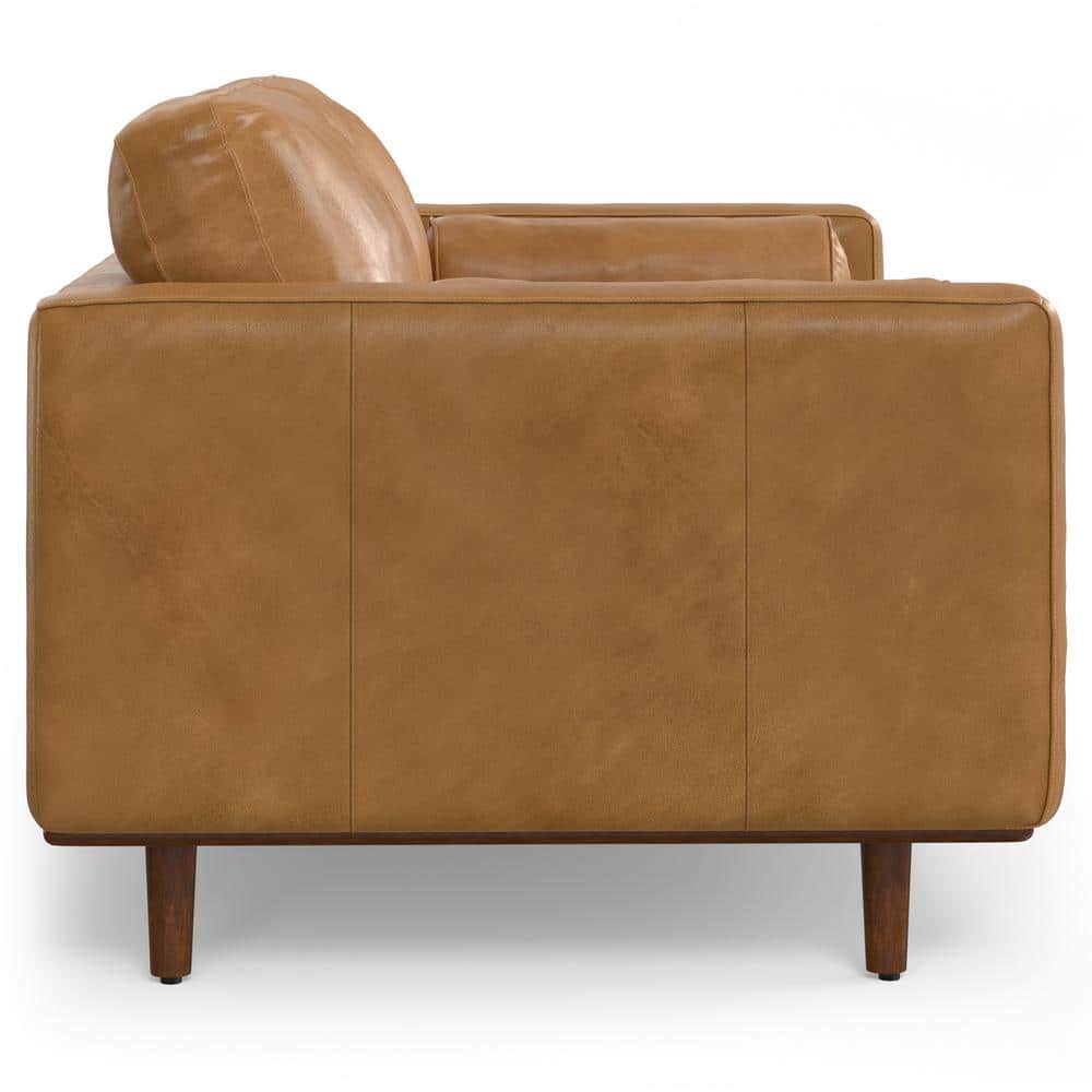 Morrison Sienna Leather Mid-Century Modern Sofa with Ottoman