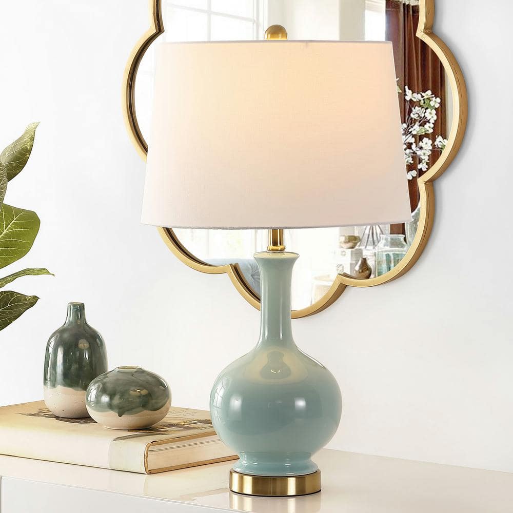 Bowie 26" Blue Ceramic Table Lamp with White Shade