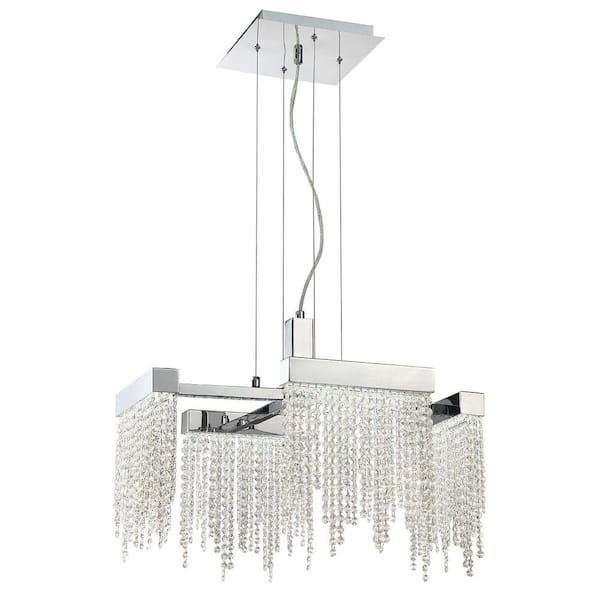Eurofase Rossi Collection 40-Watt Chrome Integrated LED Chandelier with Crystal Shade