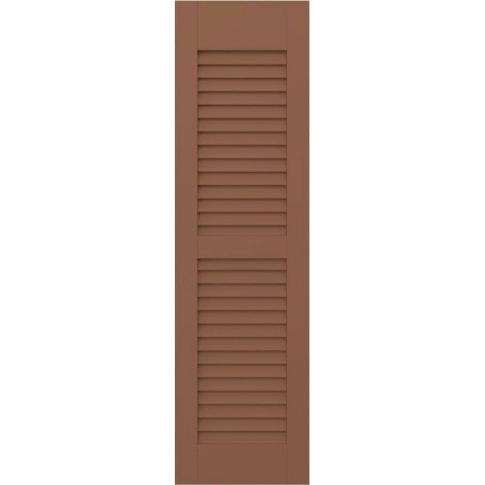 Americraft 18 in. W x 37 in. H 2-Equal Louver Exterior Real Wood Shutters Pair in Burnt Toffee price history on PriceWatchPro