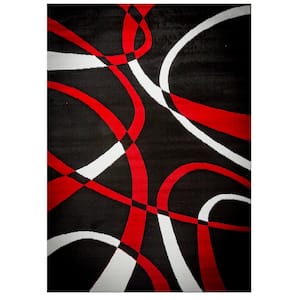 Strangeways Black/Red 5 ft. x 7 ft. Polypropylene Area Rug