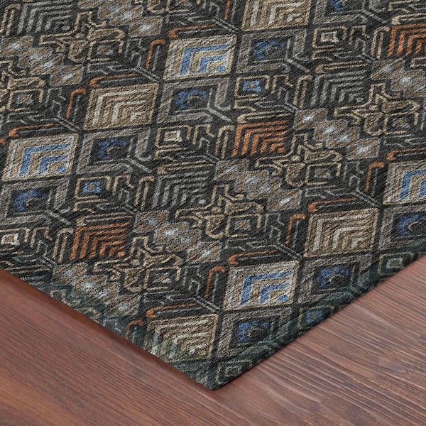 Chantille Machine Washable Indoor/Outdoor Abstract ACN2487 Black 3 ft. x 4 ft. Area Rug