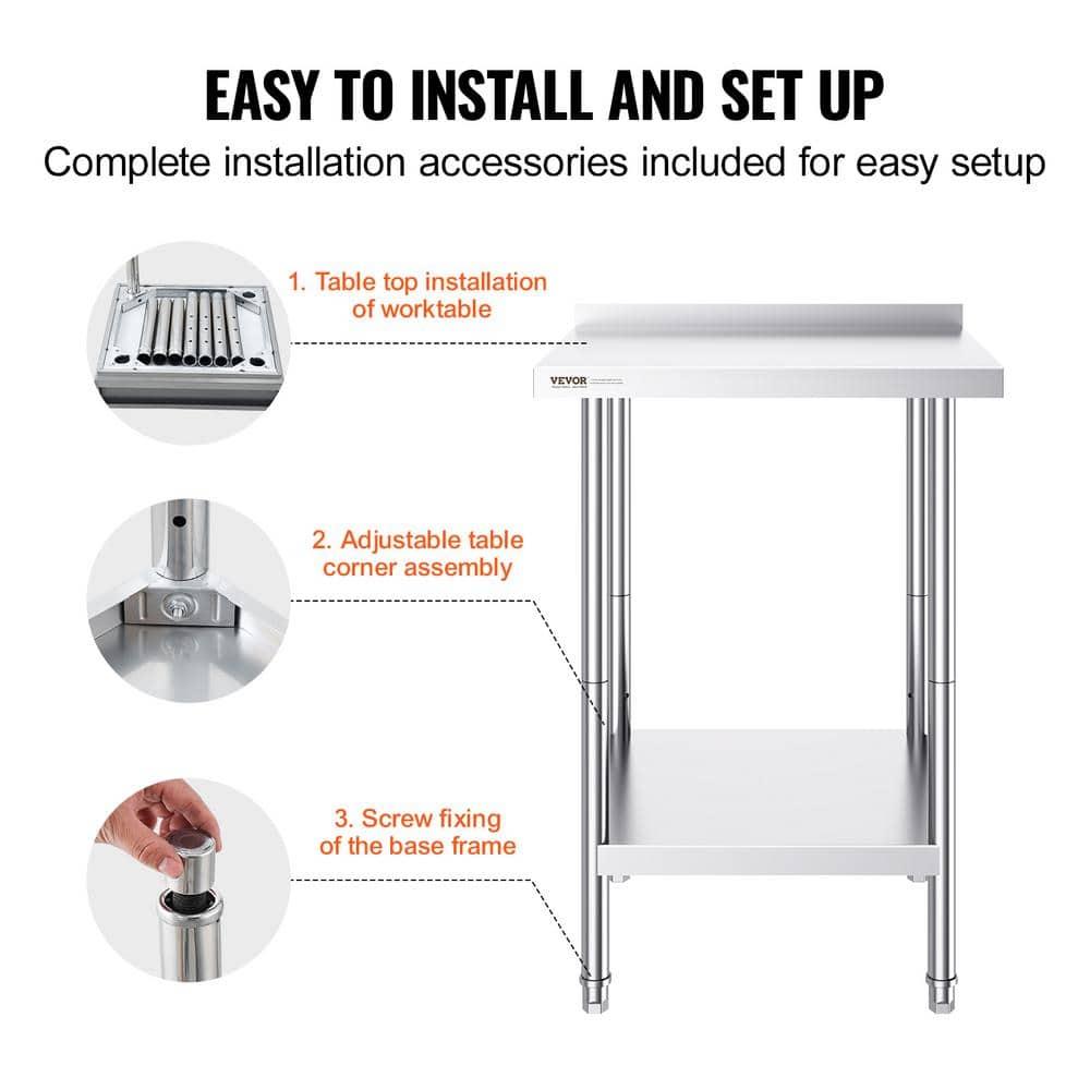 Adjustable Height Stainless Steel 24'' x 24'' Work Table
