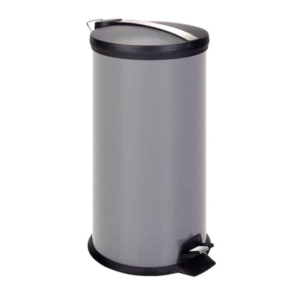 Honey-Can-Do 30 l Grey Round Metal Step-On Touchless Trash Can
