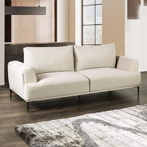 Orlandi 81 in. Flared Arm Chenille Rectangle with Extendable Backrest Sofa in Beige