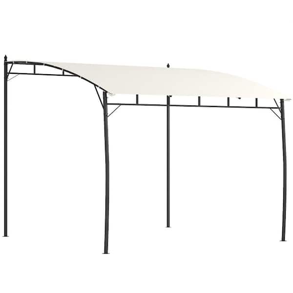 Outsunny 10 ft. x 10 ft. Cream White Outdoor Pergola Gazebo with UV-Resistant Canopy and Metal Frame, Sun Shade Shelter