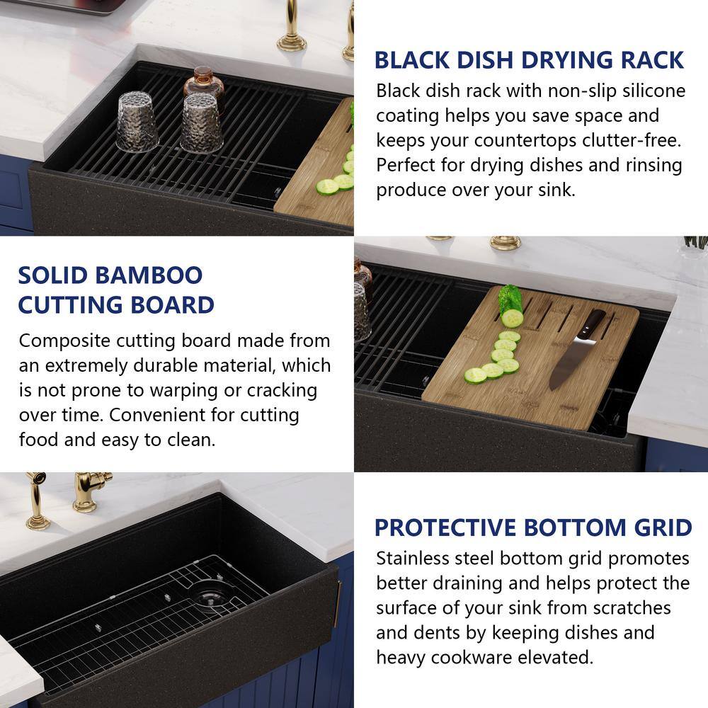 33" Dark Brown Stainless Steel Farmhouse Drop-In Kitchen Sink