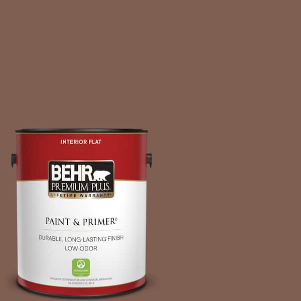 BEHR PREMIUM PLUS 1 gal. #N160-6 Spanish Chestnut Flat Low Odor Interior Paint & Primer