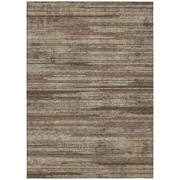 Chantille Machine Washable Indoor/Outdoor Abstract ACN3115 Chocolate 10 ft. x 14 ft. Area Rug