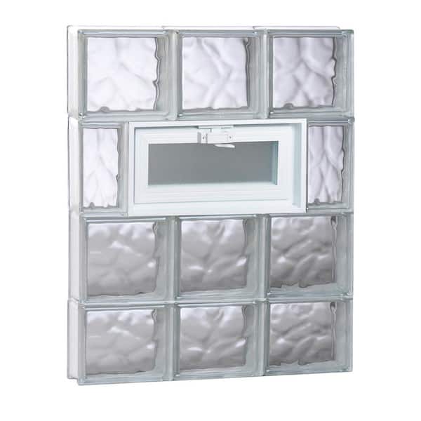 Clearly Secure 23.25 in. x 29 in. x 3.125 in. Frameless Wave Pattern Vented Glass Block Window