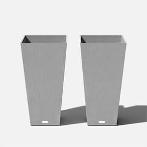 Midland 30 in. Gray Plastic Tall Square Planter (2-Pack)