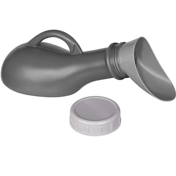 Waterless Unisex Urinal Bottle in Gray, Portable Urine Container with Screw Lid, 1000ml Capacity for Camping and Travel