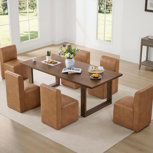 Spruce & Spring Idina Camel Faux Leather Dining Chairs with