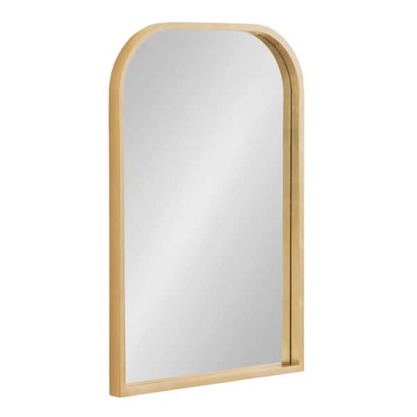 Travis Gold 20 in. W x 30 in. H Arch MDF Wall Mirror