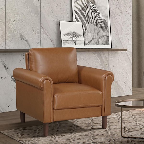 Walterboro Brown Faux Leather Upholstery Arm Chair