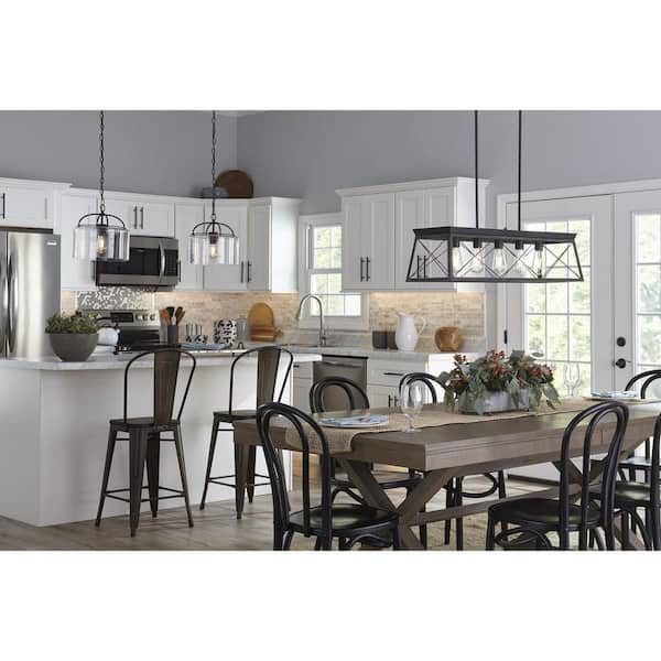 Leyden 1-Light Matte Black Clear Glass Transitional Mini-Pendant Hanging Light