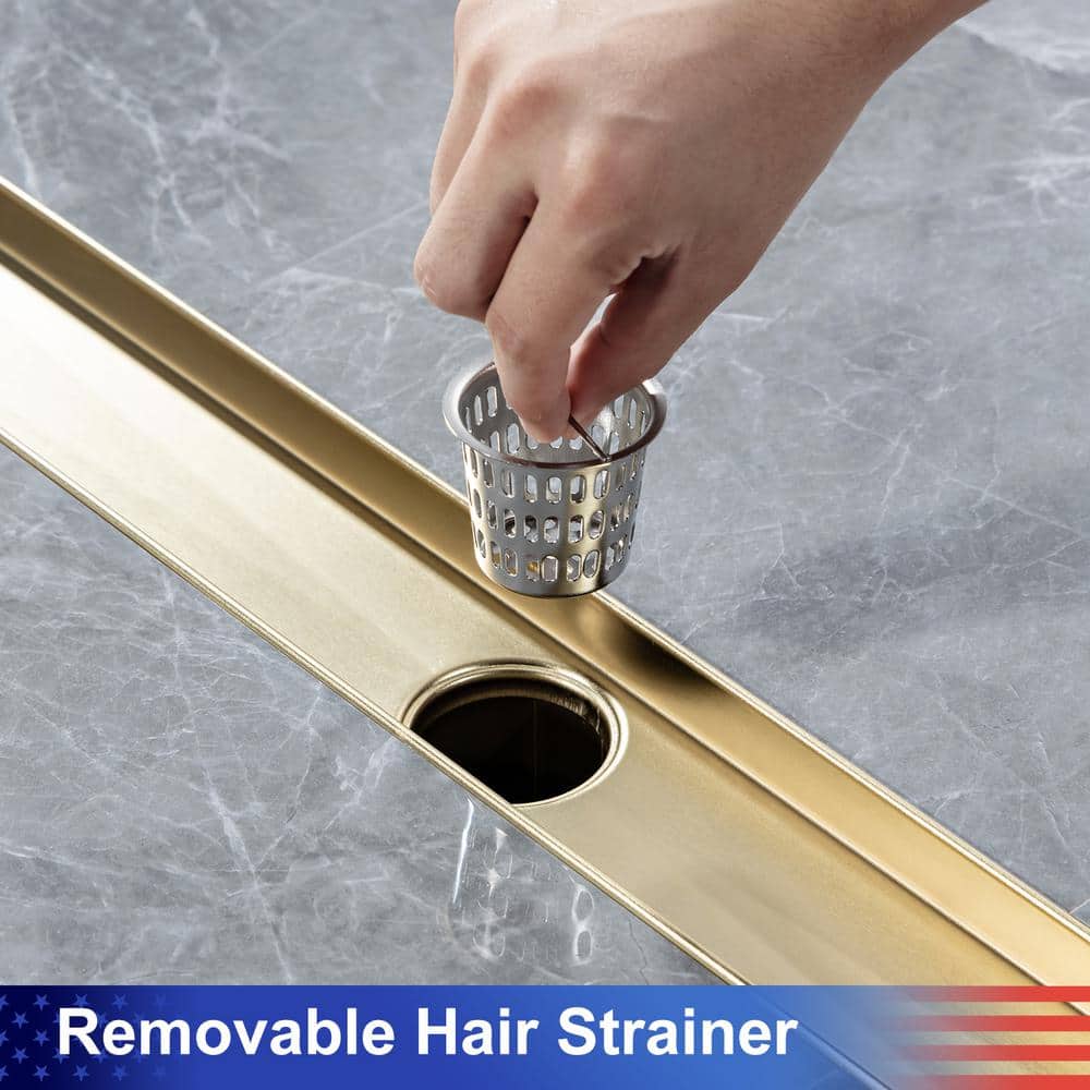 36'' Brushed Gold Stainless Steel Linear Shower Drain