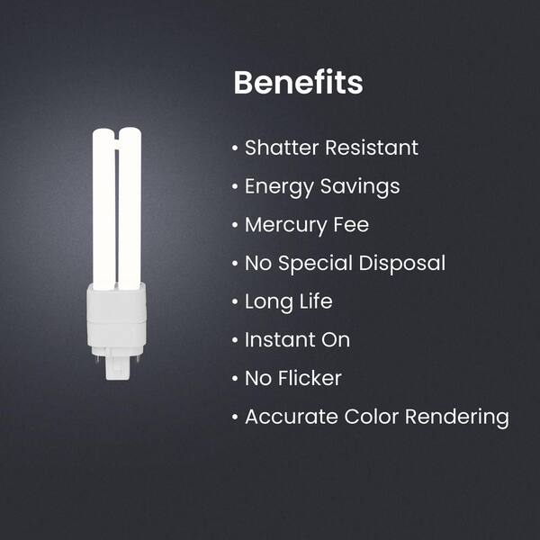 thumbnail image 2 of Bulbrite 13W Compact Fluorescent Bulb - G24Q1 Base, Warm White 2700K, Dimmable & Energy-Saving (60W Equivalent) 2 of 14