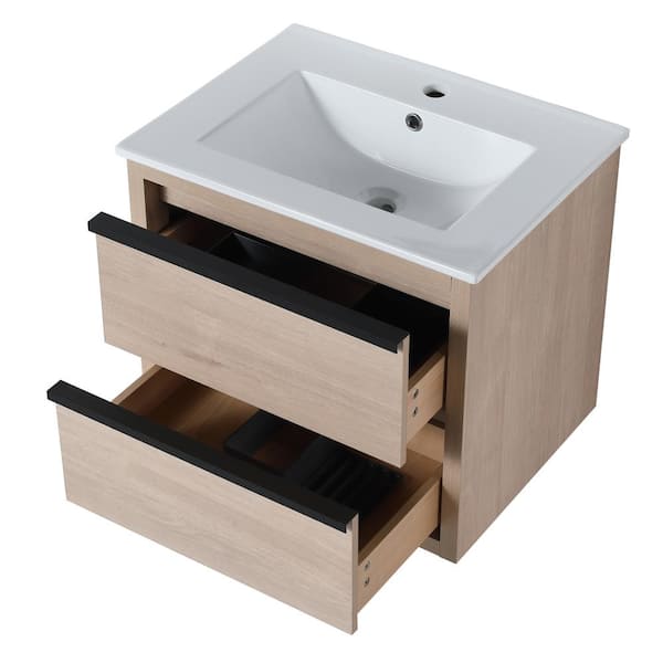IDEAGLE 24 in. W x 18 in. D x 21 in. H Freestanding Oak Floating