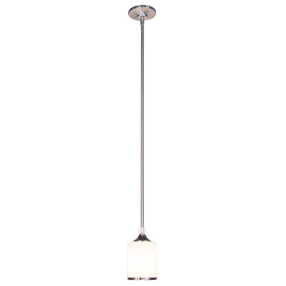 Cosmopolitan 1-Light Brushed Nickel Shaded Mini Pendant Light with Matte Op