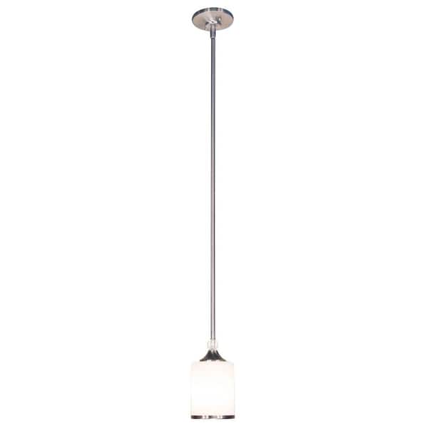 Unbranded Cosmopolitan 1-Light Brushed Nickel Shaded Mini Pendant Light with Matte Opal Glass Shade with No Bulb Included