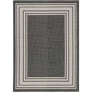 Horizon Black 5 ft. x 7 ft. Indoor/Outdoor Bordered Contemporary Area Rug