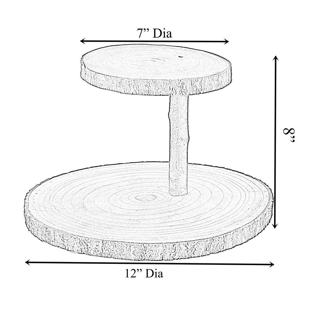 Rustic Two-Tier Natural Wood Tree Bark Server Tray