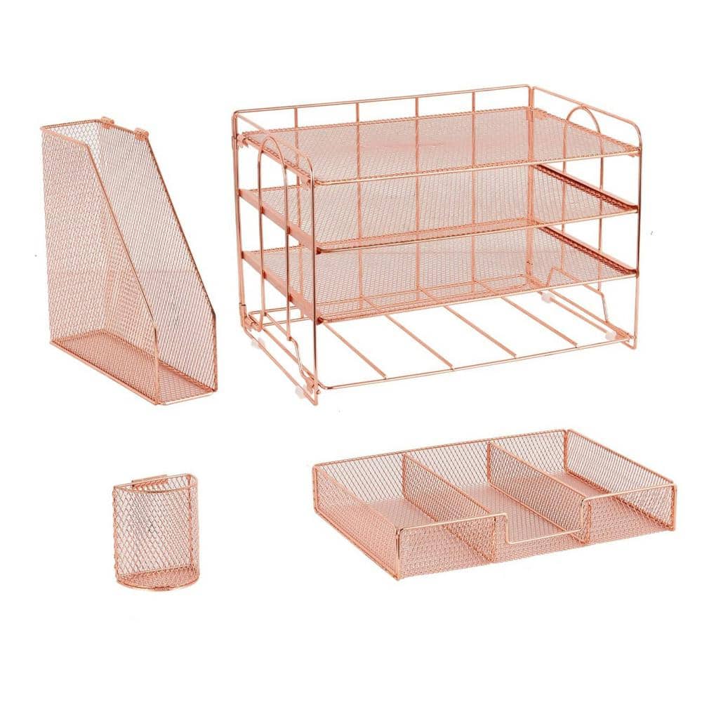 Rose gold desk organizer discount
