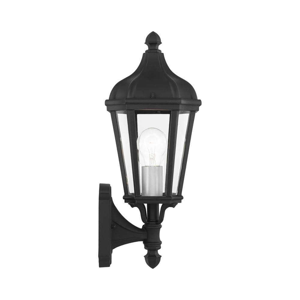 Morgan 1-Light Textured Black Outdoor Wall Lantern