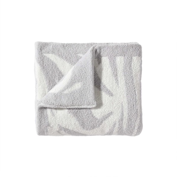 Tommy Bahama Jungle Zebra Grey 50 in. x 70 in. Plush Fleece Throw Blanket