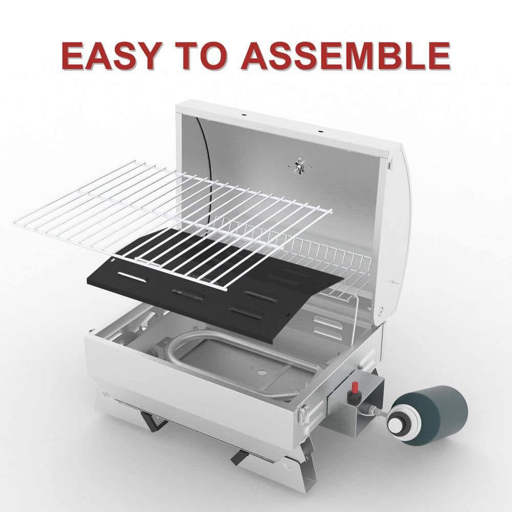 Stainless Steel Portable Propane Gas Grill with Folding Legs