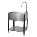 Presenza All-in-One 28 in. x 22 in x34.75 in. Freestanding Stainless Steel  Laundry/Utility Sink with Stand and Faucet 78794 - The Home Depot