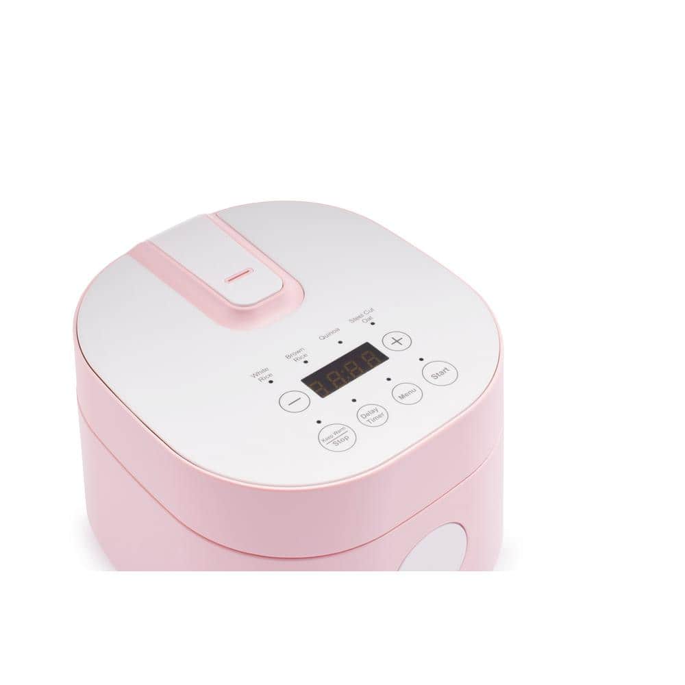 Pink 4-Cup Stainless Steel Electric Rice Cooker with Non-stick Coating