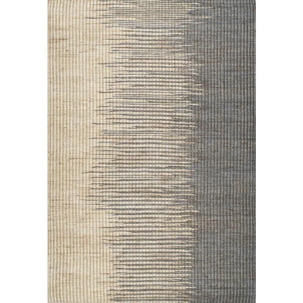 nuLOOM Stitch Flame Jute Gray 8 ft. x 10 ft. Area Rug