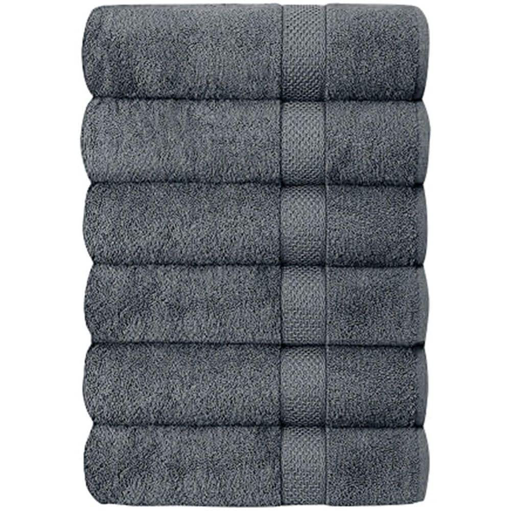 J&V TEXTILES 6-Piece Gray Cotton Bath Towel Set 6PK TWL GRAY - The