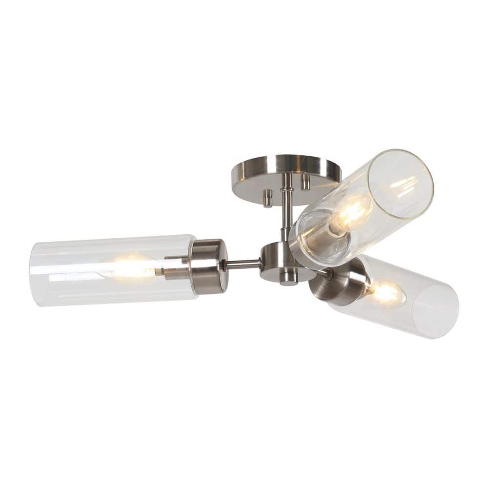 Fino 22.4 in. Sputnik Polished Nickel Semi-Flush Mount with Clear Glass Shade for Kitchen, Foyer, or Bedroom price history on PriceWatchPro