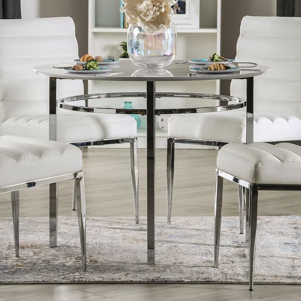 White and chrome dining set new arrivals