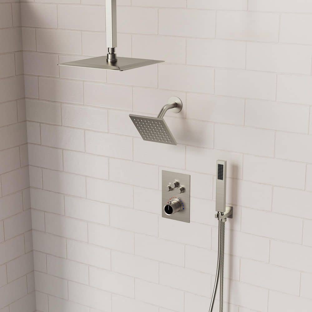EVERSTEIN 7-Spray Patterns Thermostatic 12 in. and 6 in. Ceiling
