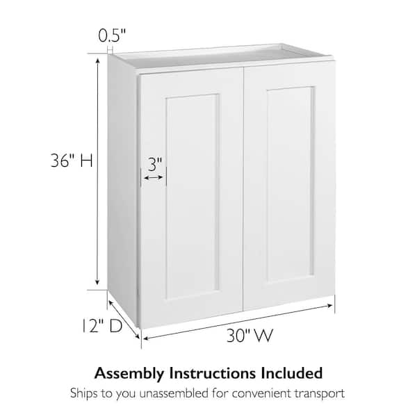 Design House 543157 Brookings Unassembled Shaker Wall Kitchen Cabinet 30x36x12, White Design House 543157 Brookings Unassembled Shaker Wall Kitchen Cabinet 30x36x12, White