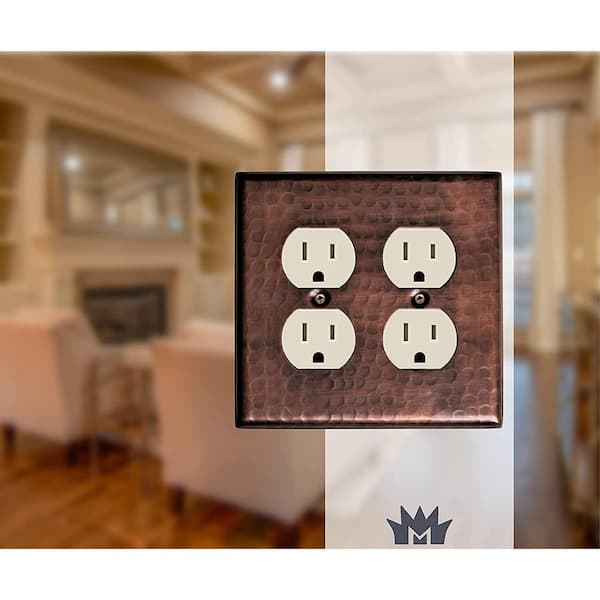 Pure Copper Hand Hammered Double Duplex Wall Plate