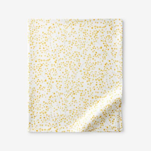 The Company Store Company Cotton Whisper Buds Yellow Queen Rayon Made From Bamboo Sateen Flat Sheet