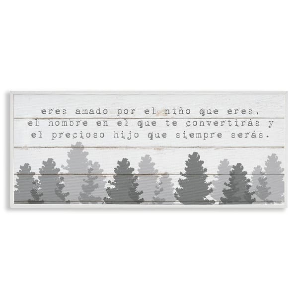 Stupell Industries Sweet Boy Gray Trees by Lil' Rue White Framed Typography Giclee Art Print 10 in. x 24 in.