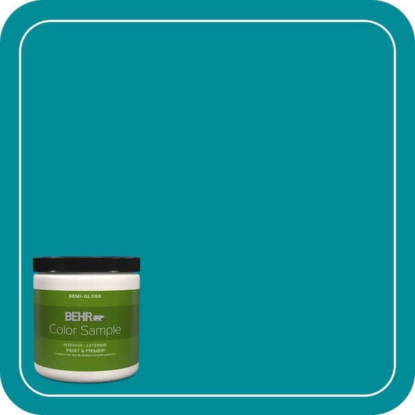 BEHR PREMIUM PLUS 8 oz. #510B-7 Empress Teal Semi-Gloss Interior/Exterior Paint & Primer Color Sample